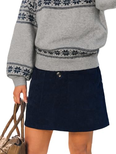 Jupe trapèze velours côtelé femme mini jupe taille haute boutonnée mode automne