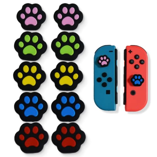 LOMSUXA 10 Stücke Joystick Kappen Thumbstick Kappen Grip Joystick Abdeckung Joystick Kappen Gamer Grip Analog Stick Kappen Thumb Grip Caps Silikon Daumengriffkappen In Katzenpfoten Für Controller
