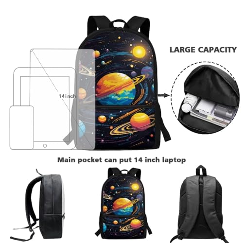 Universe Boys School Bag Kids Bookbag for Girls Preschool Backpack Elementary Kindergarten School Bag with Lunch Bag and Pencil Box Set 3-in-14