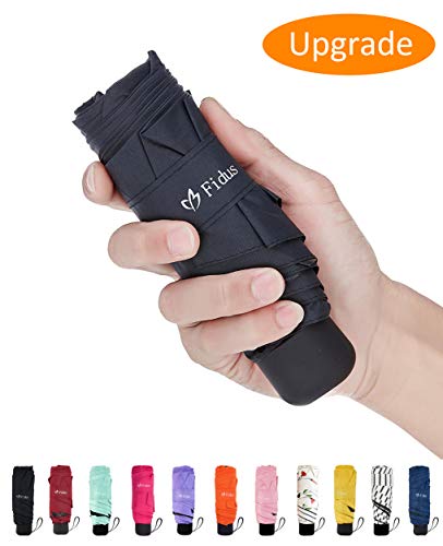 Elvira Mini Portable Sun&Rain Lightweight Umbrella-Compact Travel Umbrellas with 95% UV Protection-Black