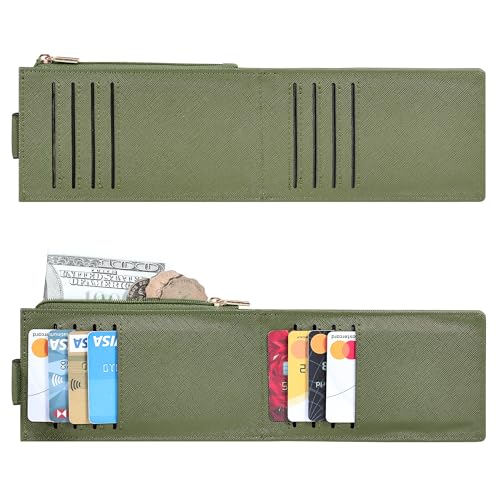 Image of Chelmon Womens Wallet Slim RFID Blocking Bifold Multi Card Case Wallet with Zipper Pocket (Green Army)