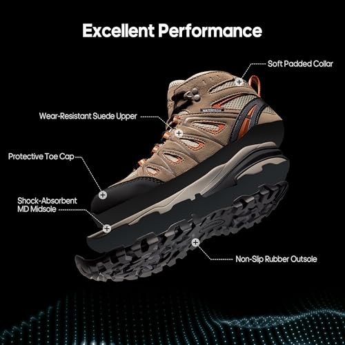 NORTIV 8 Women's Waterproof Hiking Boots Outdoor Trekking Camping Trail Hiking Boot Seeker,Size 7,Brown,Seeker