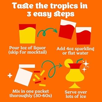 Craftmix Blood Orange Mai Tai Cocktail & Mocktail Drink Mixer, Skinny Mixes - Water Flavoring Packets - Made With Real Fruit - Vegan Low-Carb, Low-Sugar, Non-GMO, Dairy Free, Gluten Free, 12 Pack