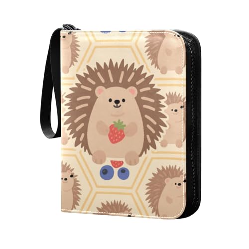 Álbum de recuerdo para tarjetas de béisbol con fundas extraíbles de doble cara para niños y niñas, juguetes de regalo, lindo erizo de dibujos animados
