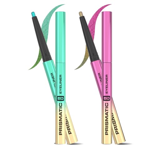 Image of Glam21 Prismatic 5D Eyeliner| Waterproof | Smudge proof | Long lasting eyeliner with easy application | Creamy Formula | Multichrome Effect Bold Color Payoff | Pack Of 2 - 0.4gm Each (Spectrum & Cosmic)
