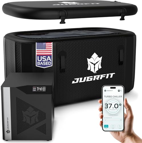 Cold Plunge Tub with Water Chiller – 53”L×32"W, 121 Gal Inflatable, Portable Ice Bath Tub for Outdoor or Indoor Use – 37℉ Chiller, Pump, & Filter – Boost Athletic Recovery, Mood, & Energy with JUGRFIT