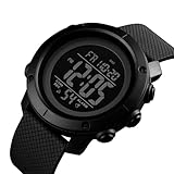 ZAICOLER 1426 Orologio da Uomo con Movimento Digitale, Orologio da Polso Sportivo per Esterni Retroilluminato EL, Cinturino in PU Retroilluminato con Cronometro Conto Alla Rovescia per Allarme (BLACK)