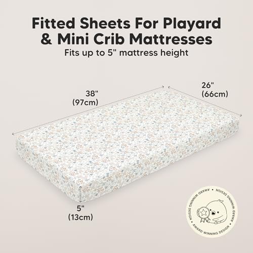 Image of 2-Pack Mini Crib Sheets Fitted, 38x26 Pack N Play Mattress Sheets (Prairie) | Organic Cotton Sheets for Pack and Play Mattress, Soft, Breathable Playard Bedding Sheet, Mini Toddler Bed Cover, Boys, Girls