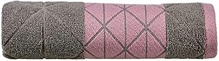 Olivia Rocco Towels Inca Super Soft Cotton Towel Luxury Diamond Jacquard Hand Bath Sheet Bathroom Hotel Collection, Hand Towel Grey/Pink