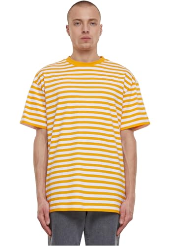 Urban Classics Camiseta para Hombre de Rayas Regulares, Color Blanco/magicmango XXL, White/Magicmango, XXL