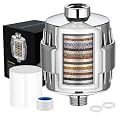 20 Stage Shower Filter Universal with Replaceable Water Filter,Bathroom shower filter head for hard water,Removing Chlorine and fluoride,Polished Chrome