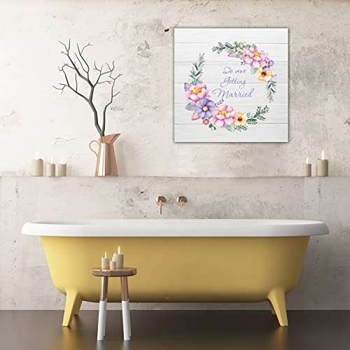 Panneau en bois gravé « We Are Getting Married » romantique - 7
