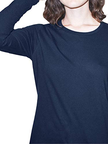 American Apparel Women's Fine Jersey Classic Crewneck Long Sleeve T-Shirt, Navy, Small