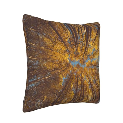 Housse coussin velours côtelé jaune arbre déco pour canapé carré