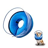 Wepet Adjustable Protective Elizabethan Collar for Cats & Dogs with Shield, Pet Recovery Collar, Pet Cone, Inflatable, Removal & Washable, Easy Storage, Durable & Soft, Blue, Size M with Clear Shield
