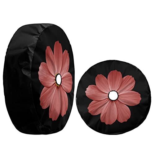 Image of Delerain Spare Tire Cover with Backup Camera Hole Dark Red Flower Primula Wheel Covers Waterproof Dust-Proof UV Sun Universal Fit for RV Trailer RV SUV Truck (17 Inch for Diameter 31 inch-33 inch)