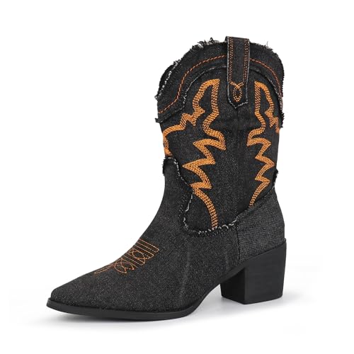 Bottines western pour femme Hawkwell avec broderies élégantes et bout pointu