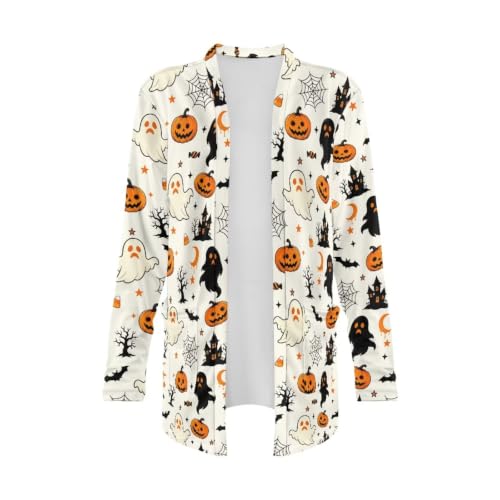 Image of Fall Maple Leaf Cardigan Sweaters for Women Long Sleeve Cardigan Soft Drape Open Front Dusters V-Neck Jackets Dressy