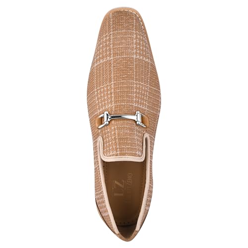 Image of LIBERTYZENO Mens Tuxedo Canvas Textile and Suede Leather Noble Loafers and Slip On Wedding Party Shoes for Easter Gift