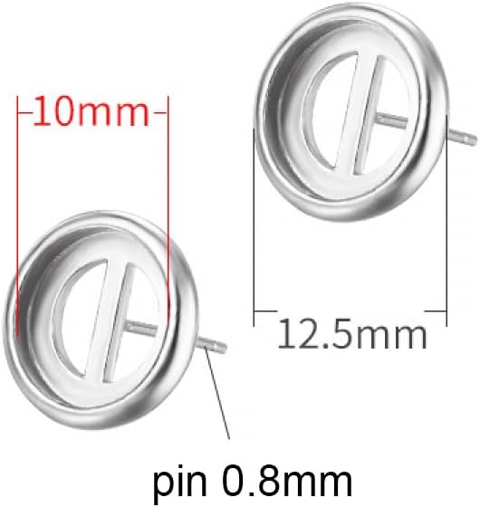 1 Pair 5/6/8/10mm Round Cabochon Earring Settings 925 Sterling Silver Blank Stud Earrings for DIY Jewelry Findings,Earring Making Supplies