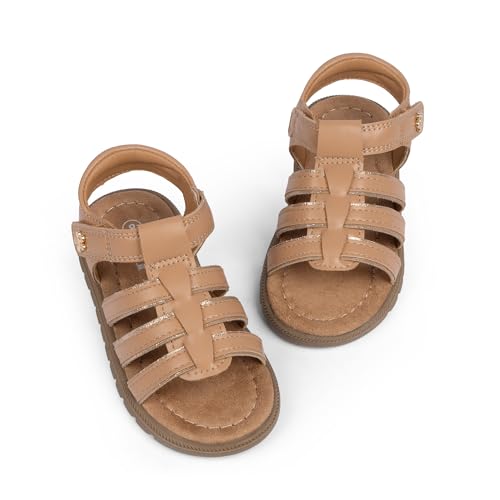 Image of QIY Toddler Girl Sandals Little Kids Summer Dress Shoes Open Toe Flats Princess Sandals for School Beach Party