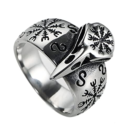 Bague Viking robuste en acier 316L anti-ternissement avec runes