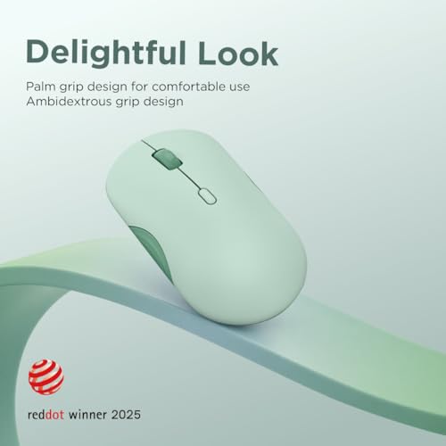 Image of Lenovo 350 Wireless Bluetooth Mouse, Silent Click, 3 Level DPI (1000, 1600, 2400), 36 Month Battery Life, 2 Device Paring, Breeze Moss
