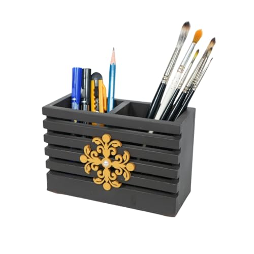 Image of Decorative Embossed Design Pencil and Pen Stand | Desk Organizer for Stationery Storage | Suitable for Office Desk, Study Table, Home and Workspace Use (Design 17)
