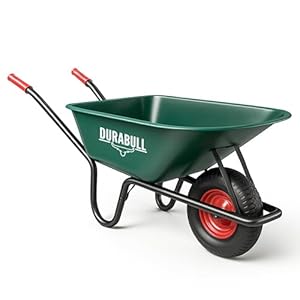 Durabull Tools Heavy Duty Garden Wheelbarrow 100L 250KG – Large Poly Tub Trolley Handcart with Pneumatic Tyre, Steel Rim, Impact-Resistant Construction – Transport Cart for Garden & DIY – Green
