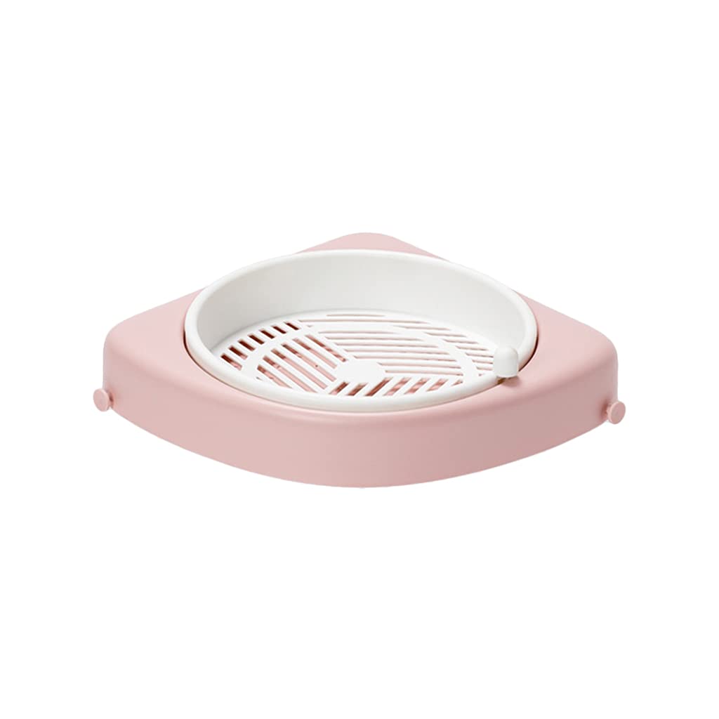 VAYNEkaisa Wall-Mount Bathroom Rotating Shelf Corner Shower Rack Hooks Adhesive Organizer Pink