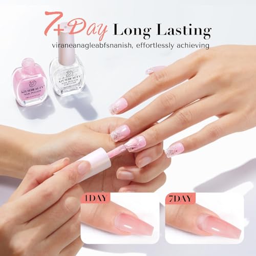 AZUREBEAUTY Jelly Nail Polish Set Quick Dry Transparent Nude Pink Purple Brown 4 Colors Sheer Natural Nail Lacquer Fingernail Kit with Top Coat Nail Polish DIY Salon Home — view 3