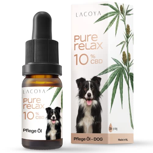 LACOYA® Premium CBD Öl für Hunde 10% (Pure Relax) - Pflege CBD Oil 10 Percent - naturbelassenes Cannabidiol Öl - 250 Hanf-Tropfen für Hund mit wertvollen Inhaltsstoffen - Natürliches Hanföl 10 ml Cover