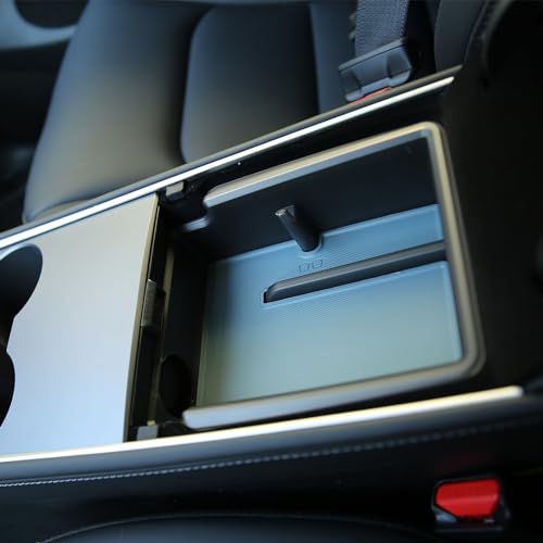 Tesheer 7Pcs Center Console Organizer Tray for Tesla Model 3/Y Accessories 2021-2023 Storage Box (Transparent) 2Pcs Storage Tray 2Pcs Cup Holder 1PC Camera Privacy Cover 1 Key Card Holder 1PC — view 3