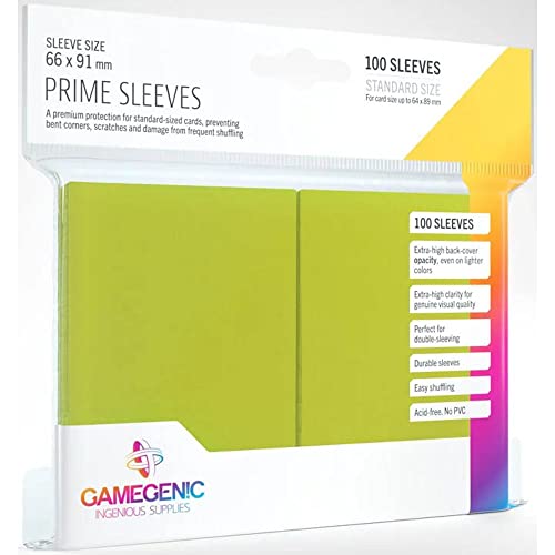 Gamegenic, GGS11022ML Prime SleevesCard Deck Holde, Lime, 100 Pack