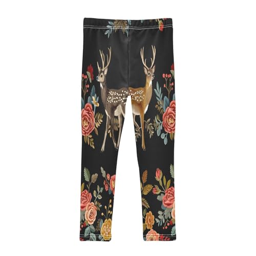 Bolaz Toddler Girls Leggings Printed Yoga Pants Leggings Deers and Roses for Kids2