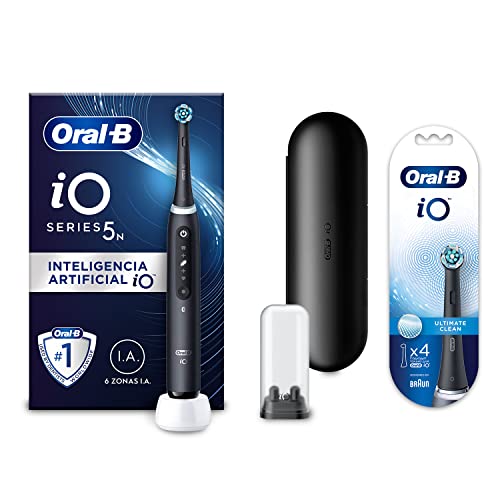Oral-B Io 5 Cepillo De Dientes Eléctrico Negro Con Mango Recargable, Tecnología Magnética Io, 1 Cabezal De Recambio, Pantalla Blanco Negro Y Funda De Viaje 4 Cabezales Negros Ultimate Clean Oral-B Io 5 Cepillo De Dientes Eléctrico Negro Con Mango Recargable, Tecnología Magnética Io, 1 Cabezal De Recambio, Pantalla Blanco Negro Y Funda De Viaje 4 Cabezales Negros Ultimate Clean
