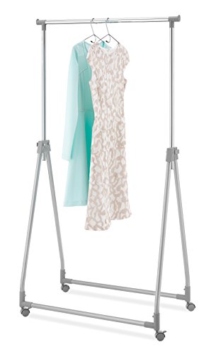 Whitmor Foldable Garment Rack - Rolling Clothes Hanger - Adjustable Height