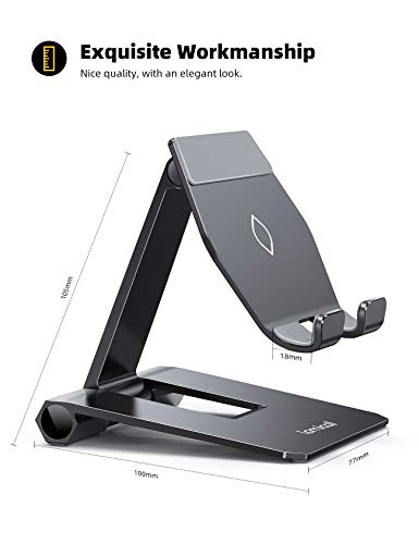 Lamicall Upgrade Super Stable Cell Phone Stand For Desk - Foldable Portable Aluminum Desktop Phone Holder Cradle Dock, Compatible For Iphone 14 13 12 Mini 11 Pro Xs Max Smartphones, Tablets 4-11" #TOP4