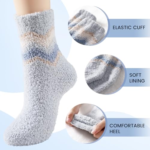 Image of Avisky Fuzzy Socks for Women - 5 Pairs Winter, Soft Cozy Fluffy Slipper Plush Warm Home Sleeping Socks