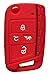 Horande 4 Button Silicone Key Cover Case Remote Fob Protector fit for VW 2016-2017 Golf Polo GTI 2018 2019 Tiguan Keyless Entry Remote Key Fob Skin (Black+Red)