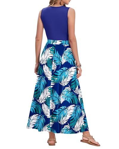 Image of AUSELILY Womens Maxi Dress Summer Sleeveless Wrap Long Dresses with Pockets | V-Neck Wrap Sleeveless Sundress, fits formal, casual, beach, vacation & daily wear