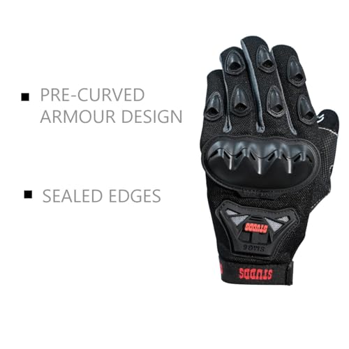 Image of STUDDS SMG 6 Full Finger Bike Riding Gloves with Touch Screen Sensitivity Thumb & Index Finger, Knuckle Protection Mesh Fabric, Anti-Slip Silicon Pads