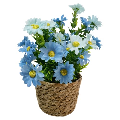 Flores artificiales en maceta - arreglo de flores de seda realista, planta interior decorativa | Flores artificiales de larga duración en maceta elegante, perfecta para el centro de la mesa de oficina