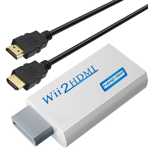 Wii to HDMI Converter Adapter,(2in1) T Tersely 1080P 720P with 1M High Speed HDMI Cable,Wii 2 HDMI Adaptor Output Video & 3.5mm Audio,Support All Wii Display Compatible with Nintendo Wii & HD Device