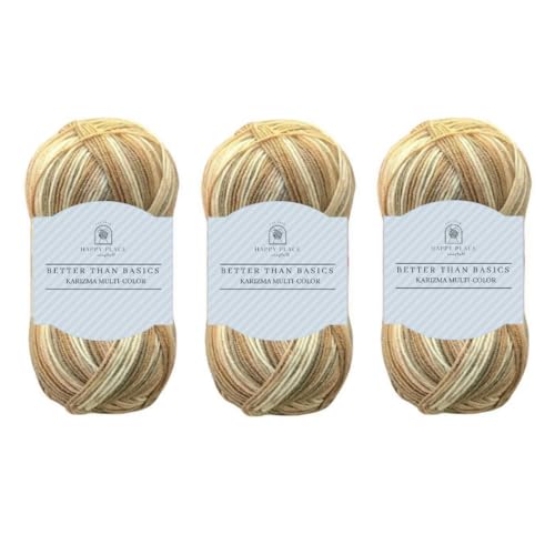 3-Pack Karizma Acrylic Yarn for Crocheting & Knitting – Soft, Anti-Pilling, Oeko-TEX Certified – Multicolor Ombre Yarn, 300g / 780m – Perfect for Crafts, Weaving & DIY Projects - (Neutrals)