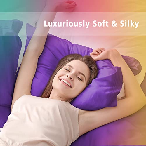 Secura Everyday Luxury Queen Bed Sheet Set 4 Piece - Soft Microfiber 1800 Thread Count 16" Deep Pocket Sheet Sets - Hypoallergenic, Wrinkle & Fade Resistant (Purple) #TOP6