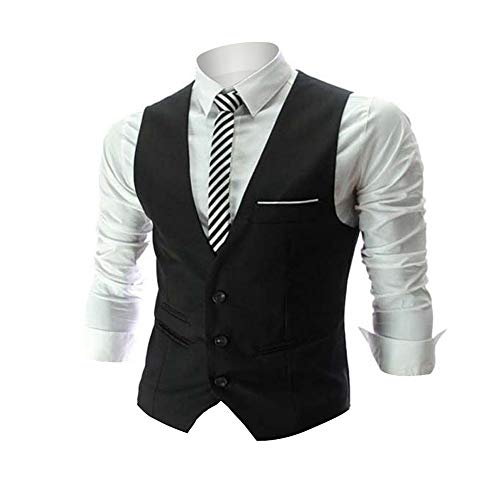 Zicac Chaleco para hombre, diseño casual, ajustado, chaleco - Negro - Small