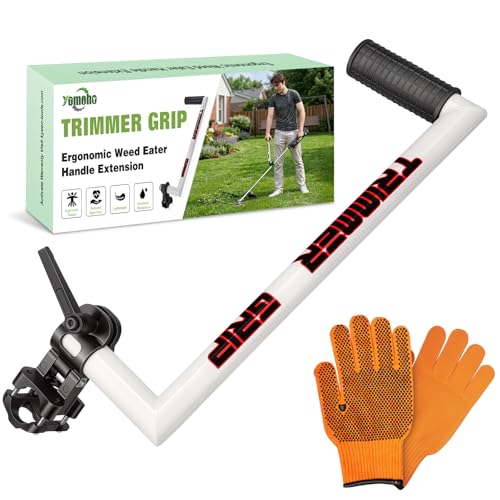 Yomoho Upgraded Ergonomic Trimmer Grip String Trimmer Handle with Trimmer Shoulder Harness Weed Eater Handle Extension for Trimming Weedeater Handle Grip for String Trimmer Lawn Care 17in