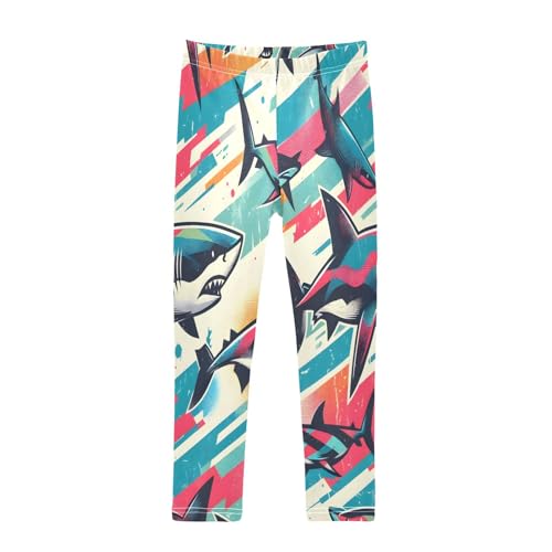 Toddler Girls Leggings Printed Yoga Pants Leggings Colorful Sketch Sharks for Kids