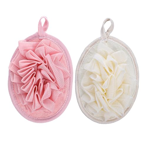 2 Pack Travel Size Loofah, Shower Puff with Elastic...